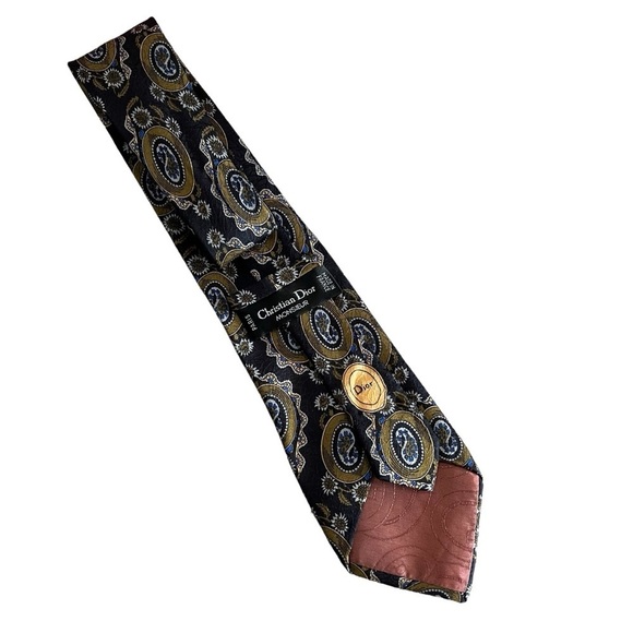 Christian Dior Men’s 100% Silk Paisley Print Neck Tie Y5 - Picture 3 of 5